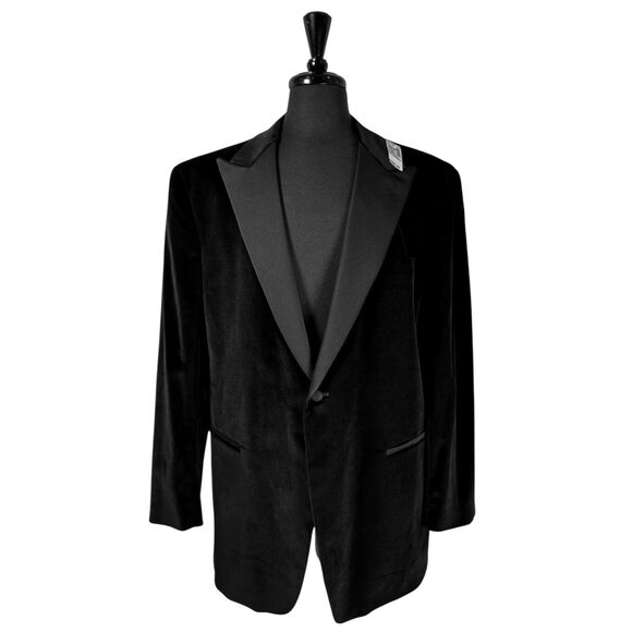 Jos. A. Bank Mens 46R Black Velvet Tuxedo Jacket Peak Lapel Blazer NWT MSRP $595 - Picture 4 of 11